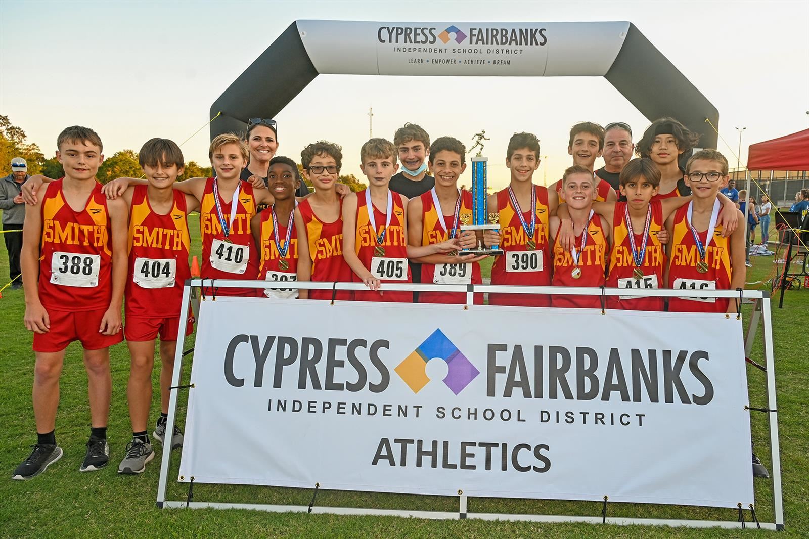 Smith Middle School won the seventh grade boys’ cross country team title with 34 points on Oct. 19 at Cypress Woods.